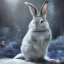 Placeholder: fantasy magic, sharp focus, illustration, highly detailed, digital painting, concept art, art germ and Paul Lewin and Kehinde Wiley, masterpiece silver slolo rabbit with unicorn horn