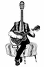 Placeholder: black and white graphic Old acoustic mariachi guitar day of the dead