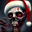 Placeholder: Dark, horror, blood, guts, detail, Santa, zombie, close up head