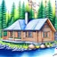 Placeholder: Detailed colored pencil drawing of a cabin design, clean, nice.