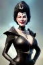 Placeholder: Ava Gardner as evil queen in black leather, busty, cleavage, curvy, angry, stern look. character design by cory loftis, fenghua zhong, ryohei hase, ismail inceoglu and ruan jia. unreal engine 5, artistic lighting, highly detailed, photorealistic, fantasy