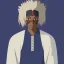 Placeholder: African male swordsman, white hair, dreadlocks, leather armor, fantasy art, portrait