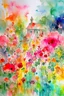 Placeholder: abstract watercolour english cottage garden in the style of jean haines, centred