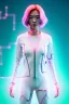 Placeholder: Medium shot body portrait, Asian cyborg woman :: symmetry photography, cyberpunk, pink hair, makeup, long line eye, light iris, :: latex coat, wires and circuits, pink, white, black :: cinematic, Ultra realistic, dark scene, soft color, highly detailed, unreal engine 5, RTX, ultra detail, 3d, finely drawn, high definition.