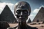 Placeholder: Hyperrealistic medium shot, low angle portrait of alien woman. Her face has the features of the mohais of Easter Island on an unknown planet. He has stone skin black as coal. Behind her, you can see the alien planet landscape and far away a stepped pyramid shape under construction. High detail. Trendy cinematography. 32K. extremely detailed. Professional photography. seductive lighting.cinematography, by pascal blanche rutkowski, artstation hyperrealism painting concept art of detailed charact