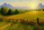 Placeholder: Sunny day, distant mountains, fence, max liebermann impressionism painting