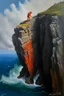 Placeholder: Big nose cliff diver that is about to hit an ambolt, prize winning oil painting