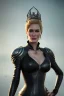 Placeholder: Cersei Lannister as evil queen in black leather, busty, cleavage, curvy, lena headay, angry, stern look. character design by cory loftis, fenghua zhong, ryohei hase, ismail inceoglu and ruan jia. unreal engine 5, artistic lighting, highly detailed, photorealistic, fantasy