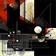 Placeholder: braille regressive overlapping timelines, abstract art vs sci-fi art, by Graham Sutherland and Dave McKean, by Victor Pasmore, mind-bending illustration; album cover art, asymmetric, Braille language glyphs, dark shines geometry