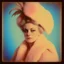 Placeholder: Marie-Antoinette in fur and rubans, polaroid