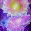 Placeholder: one big crystal subtle flower in a galactic ambiance , transparent petals, small butterflies.