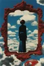 Placeholder: cloud in blue sky, a red lip, collage art, shuji terayama, dreamy objects, surreal, criterion collection, showa era, intricate details, mirror