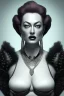 Placeholder: Joan Crawford as evil queen in black leather, busty, cleavage, dominatrix, curvy, angry, stern look. unreal 5, octane render, cinema4d, dynamic lighting, dramatic lighting, 4k, redshift render, highly detailed, hyper realistic,anthropomorphic