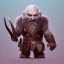 Placeholder: isometric clean art of super cute god of war, full body shot, soft lighting, soft pastel gradients, high definition, 3d icon clay render, blender 3d