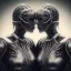 Placeholder: two viking girls kissing each other, hr giger, scary, steam punk, realistic, made in octane, cinematic, ultra-realistic, extremely detailed octane rendering, 8K, VRAY Super Real ar 2:3, dof photorealistic futuristic 50mm lens hard lighting dark gray tintype photograph, realistic lighting, sepia color