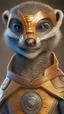 Placeholder: Super hero Meerkat Man, male head, male mouth and nose, meerkat mask, hyper realistic, intricately detailed armor, novelty, full body, cinematic, 4k