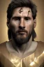 Placeholder: Realistic image, lionel Messi sculpture made of marble with gold veins, gold laurel leaves crown, gold ornaments, Renaissance style, sun rays background, waist up portrait, epic, celestial, cinematic lighting, God lights, 4k resolution, smooth details, soft lighting, unreal engine 5, art station, substance 3d.