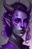 Placeholder: Portrait of a young, beautiful tiefling woman with purple skin