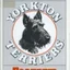 Placeholder: an orange circle containing a black and white image of a Scottish terrier