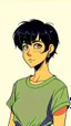 Placeholder: Relaxed and Stylish Anime 90s , short black hair