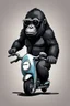 Placeholder: Gorrila riding on a scooter going fast, with sunglasses cartoonize, logo