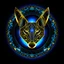 Placeholder: Blue and gold circle logo. A fox face made out of gold circuit board traces, fingerprint pattern superimposed behind