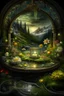 Placeholder: Hyperrealism against the background of a spring landscape in the forest +mirror with a tsunami whirlpool +mountains +ritual +candles+dried flowers+wildflowers+moss++decoupage of flowers+embroidery technique+braided beads+vine+moonlit night,fabulous landscape,surrealism,realism,naturalism,dot technique,microdetalization,high detail objects,digital illustration,volumetric clarity,dark fantasy,dark botanical, professional photo