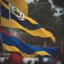 Placeholder: Colombian flag waving in the air retro 8k oil painting