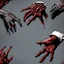 Placeholder: zombie hand claw, attack, comic book style, grey background,