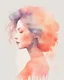 Placeholder: middle agу woman silhouette and hair watercolor draw peach pastel colors