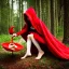 Placeholder: gorgeous red riding hood playing with her bearded clam