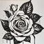 Placeholder: A rose in style ink on wet paper