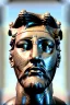 Placeholder: Ultra Realistic image, classical renaissance sculpture, white marble material, Lionel Messi, emperor, gold Laurel leaves crown, miguel angel style, chisel style, emperor, waist up portrait, epic, celestial, cinematic lighting, God light, god rays, 4k resolution, smooth details, ornate details, soft lighting, unreal engine 5, sky background.