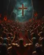 Placeholder: Bosch painting style, nightmare , a lot of sinners people suffering in hell crying for mercy and forgiveness begging for mercy looking up with hands up, dramatic, great quality picture with cinematic scenes