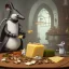 Placeholder: A Plague Doctor (AND) a Mouse having a port & cheese party while mushrooms grow beside them by Pixar and Dreamworks