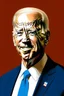 Placeholder: stylized stencil portrait of Joe biden in solid red, beige and (light and dark) blue