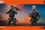 Placeholder: packaging label Mike pence g.i. joe toy With a gun space force uniform action figure, fluorescent orange, pricetag, snowcat