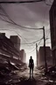 Placeholder: dystopian , dada art,, delicate glass string art,, Amid a dark dystopian setting, abandoned downtown city, remnants of another time, an angry sky of textured grays & haze, a dope punk, gorgeous young mom & her two cute little dope kids & dog walk down deserted street at dusk, oblivious of their own rare remnants – colors in motion, despite their visibly tattered dresses, as skies darken & winds blow, beautiful Dada art delicate glass string art become apparent revealing their dresses are made