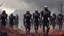 Placeholder: {{{Bio-engineered undead cyborg army marching}}} machine soldiers, hazmats, tactical wear, gas creepy landscape, techno gothic visual composition, science fiction painting, Denis Sarazhin, Alex Colville, Simon Stålenhag, Neil Blomkamp, Frank bowling, Christopher Shy, Alejandro Burdisio, RAW, gritty, high contrast, atmospheric horror art, gripping and suspenseful, vivid, neon overlay, narrative art, textured, dramatic, surreal horror, gestural, retro futuristic nightmarish art, apocalyptic art