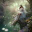 Placeholder: high-quality, fine-detail beautiful, stunning fairy sitting beside a clear, reflective lake, flowers, butterflies, small globes of iridescent light, tranquil, gorgeous, 8k resolution, 3D octane render, intricate, digital art, detailed matte, volumetric lighting, George Grie, Anne Dittman, Anne Stokes, Lisa Parker, Selina French, Alphonese Mucha