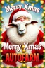 Placeholder: Create a whimsical 1990s-style movie poster featuring a jolly, rotund Santa humorously merged with a fluffy sheep. Capture the playful spirit of 'National Lampoon's Christmas Vacation.' Display 'Merry Xmas Autofarm' prominently in festive, bold letters, framed by twinkling lights and classic Christmas motifs. Use bright, nostalgic colors and playful design elements to evoke retro holiday magic and comedic fun