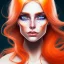 Placeholder: fantasy setting, woman, two-toned streaked orange and white hair, ranger, freckles