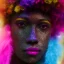 Placeholder: full body shot, masterpiece, best quality, man of median age, black skinned, sparkling eyes, fluorescent skin, colorful makeup, afro, highly detailed body, afrofuturism, scifi, sun light, 4K, RAW, depth of field, high contrast, realistic details, 24mm