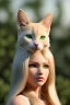 Placeholder: Clear focus,High resolution,High quality, Blonde long hair, green eyes, cat ears, Realistic