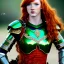 Placeholder: hyper realist, hyper detailed, stunningly beautiful teen girl, long ginger hair, green eyes, medium freckles, full lips, skimpy fantasy intricate chain armour, full body, full face, c-cup breasts, aroused expression, biting lower lip, full frame, petite, centered camera, ignore NSFW, longbow, quiver on hip