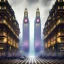 Placeholder: Square Piccadilly , Gothic city,Metropolis on sea by fritz Lang,otto hung,futurismo,