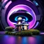 Placeholder: ""Futuristic purple, blue, and silver mushroom house" "intricate mech details, ground level shot, 8K resolution, Cinema 4D, Behance HD, polished metal, Unreal Engine 5, rendered in Blender, sci-fi, futuristic, trending on Artstation, epic, cinematic space space background, dramatic, atmospheric"