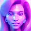 Placeholder: A portrait of a crystalised girl,smiling, longs hairs, atmospheric, realistic,, cinematic lighting, octane render,, pink turquoise light, diadème