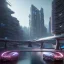 Placeholder: Renault Zoë, futuristic city, blue,