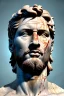 Placeholder: Ultra Realistic image, classical renaissance sculpture, white marble material, Lionel Messi, emperor, gold Laurel leaves crown, miguel angel style, chisel style, emperor, waist up portrait, epic, celestial, cinematic lighting, God light, god rays, 4k resolution, smooth details, ornate details, soft lighting, unreal engine 5, sky background.